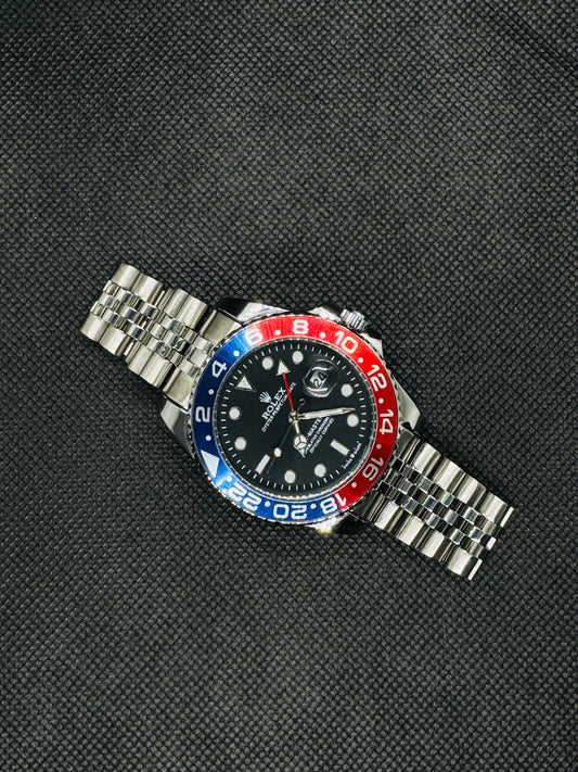 ROLEX GMT Master Pepsi Stainless Steel 40mm date and time rotating dial