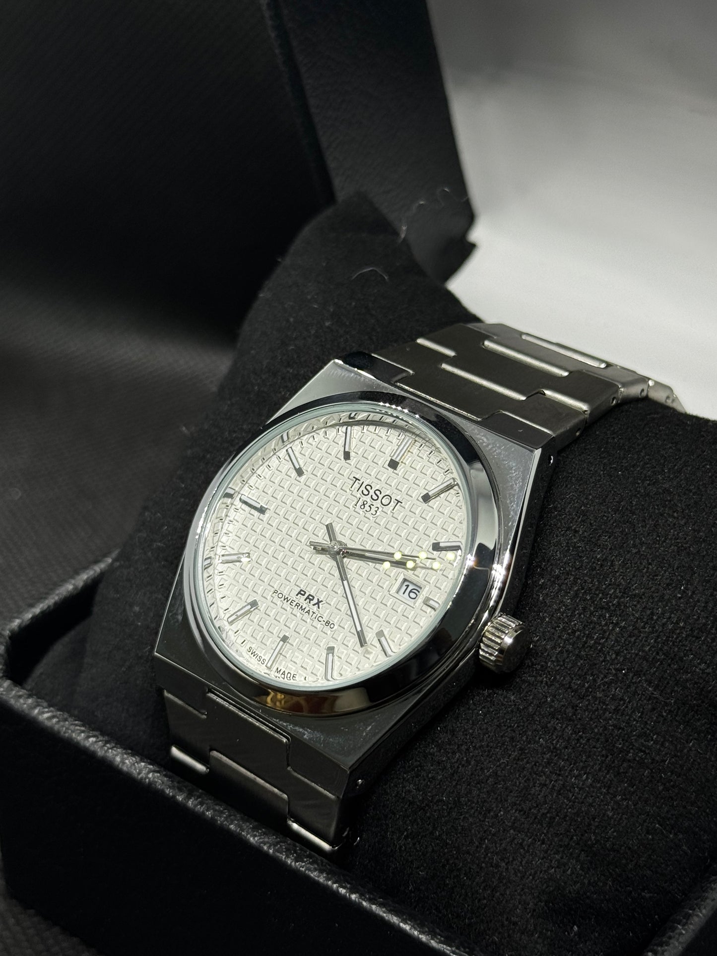 TISSOT Prx 1853 white dial 40mm Stainless Steel date and time