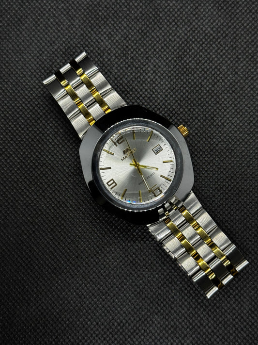 Rado diastar silver two tone master lock stanless steel date working