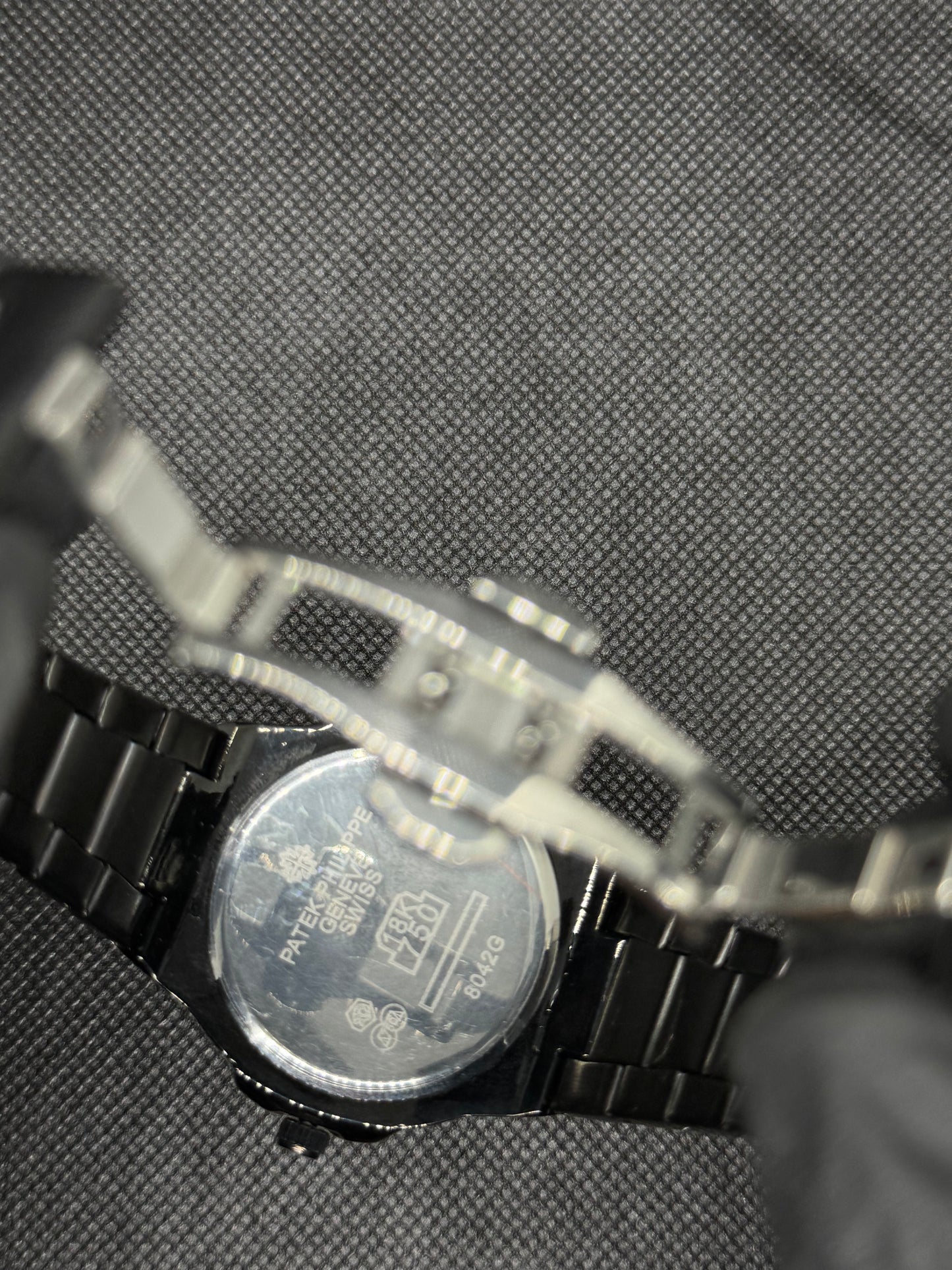 Patek Phillippe Black Chain Green Dial Date working Stainless Steel