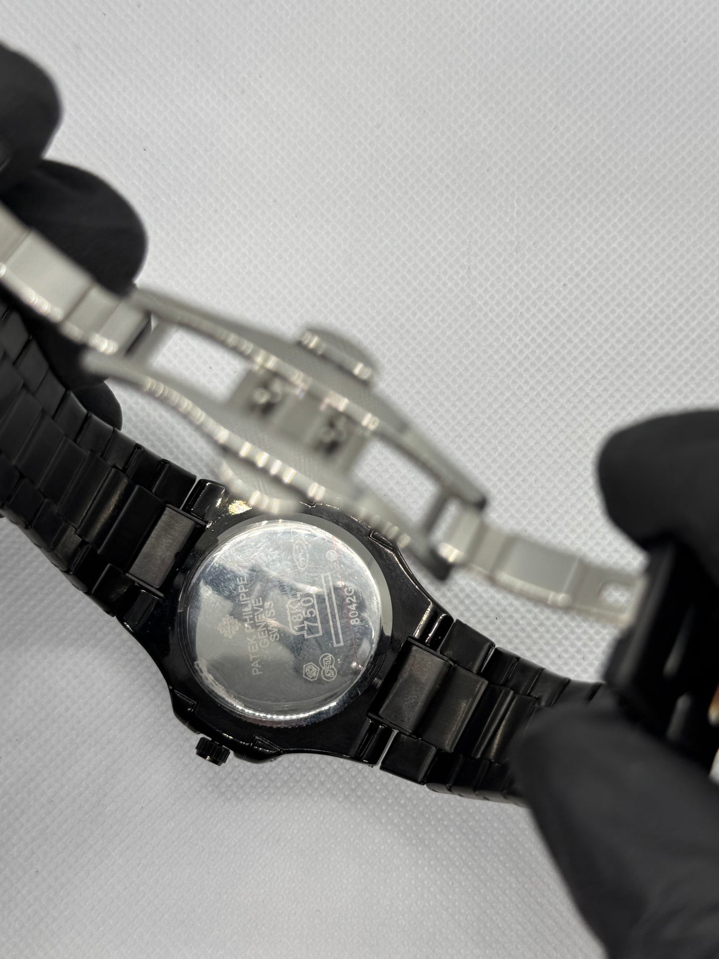 Patek Philippe Black Chain White Dial Date working Stainlesss Steel Master Lock