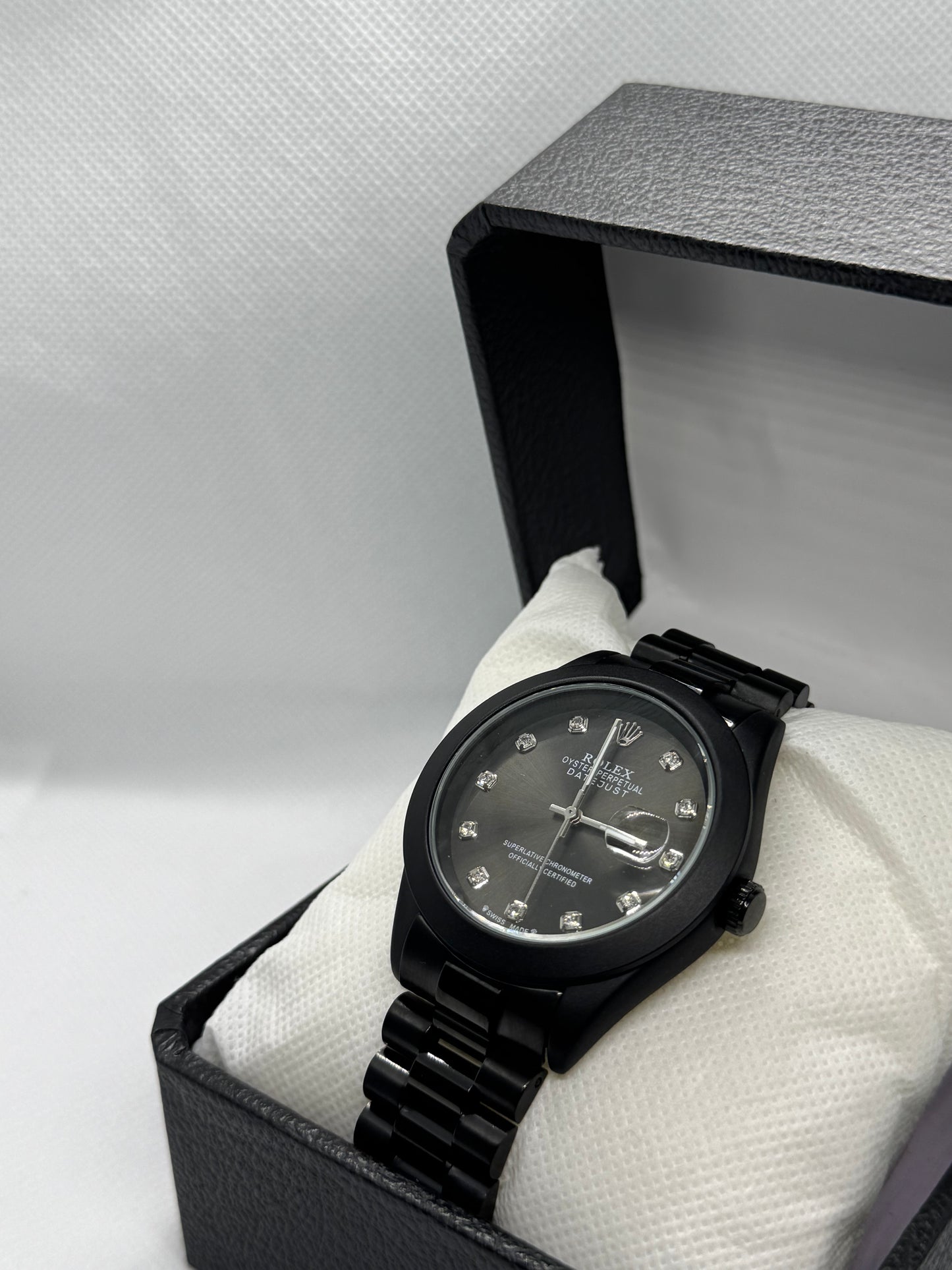 ROLEX Black Dial Black beauty With premium touch Date Working Stainless Steel