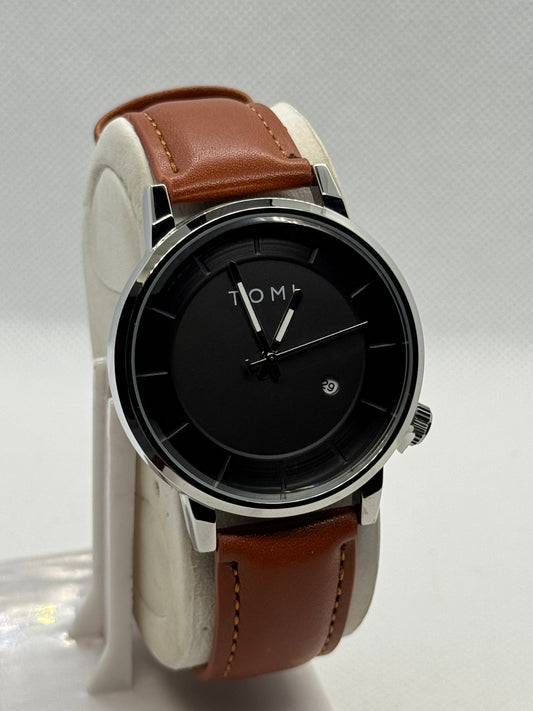 TOMI T_101 Casual Men,s Watch Date Quartz Round Dial Leather Strap