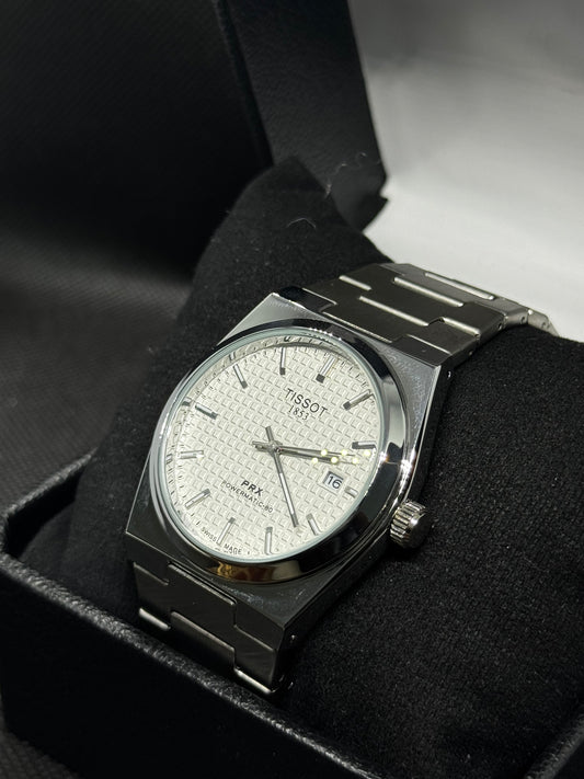 TISSOT Prx 1853 white dial 40mm Stainless Steel date and time
