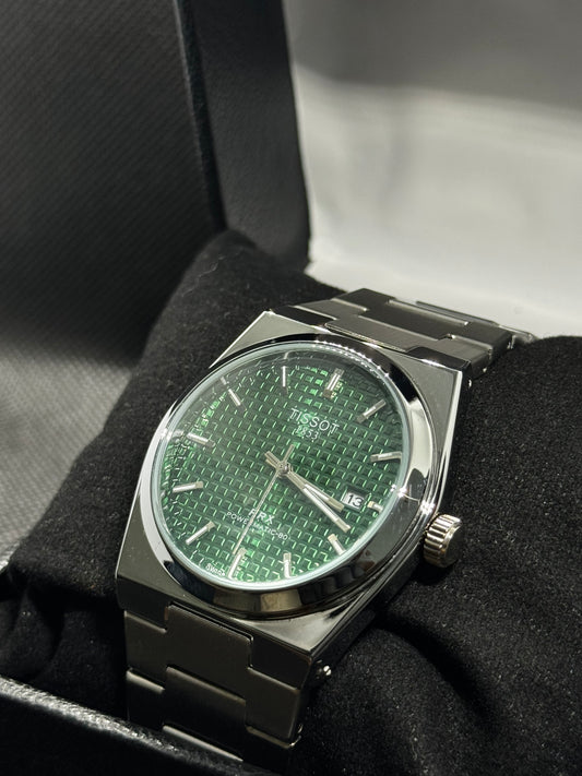 TISSOT Prx 1853 Green Dial 40mm Stainless Steel date and time