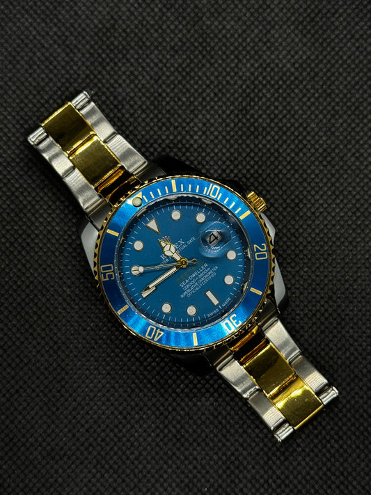 ROLEX Submariner TWO Tone Blue Dial stainless steel master lock date and time rotating dial