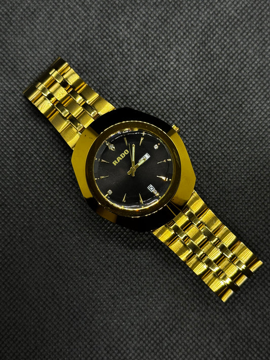 Rado DialStar Tungsten Golden watch with master lock Stainless Steel date and time working
