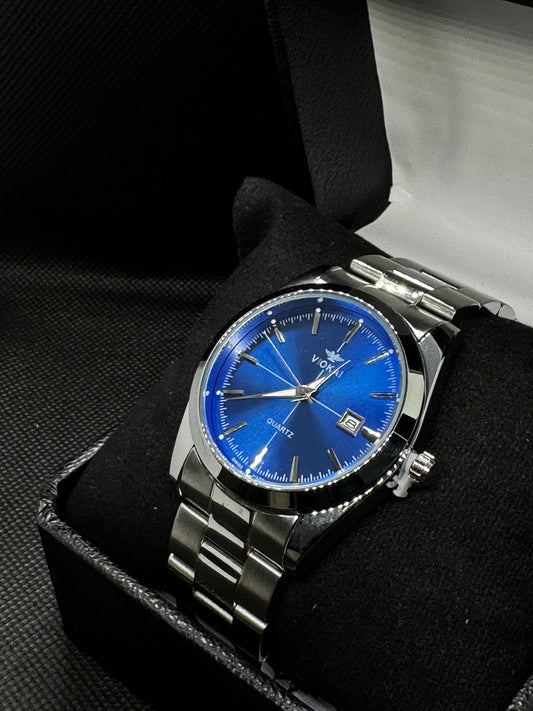 Viokai Quarts blue dial  40mm Master Lock Stainless Steel