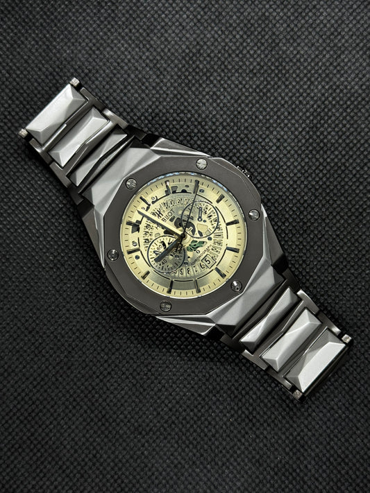 Hublot geneve two tone diamont cut stainless steel date working master lock
