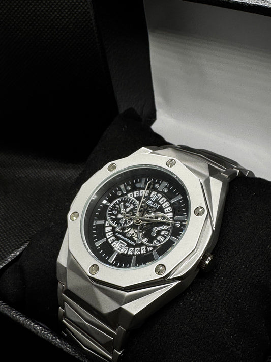 Hublot Geneve Master Lock Black dial Diamont cut Stainless Steel date working