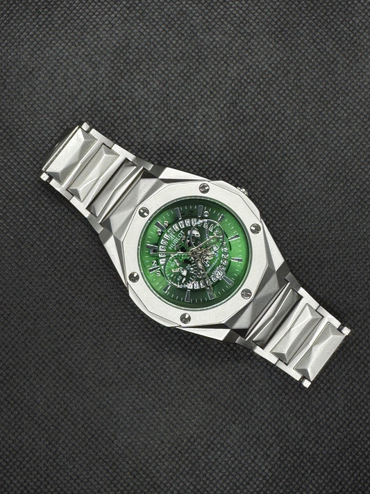 Hublot Geneve Master lock Green Dial Diamont Cut Stainless Steel Date Working