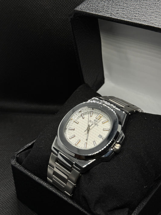 BESTWIN white Dial Date working Stainless Steel Master Lock