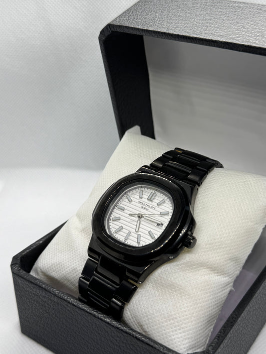 Patek Philippe Black Chain White Dial Date working Stainlesss Steel Master Lock