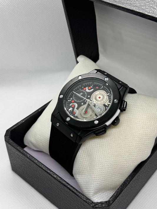 Hublot Vista Black Dial Leather Straps Premium Watch With Master lock